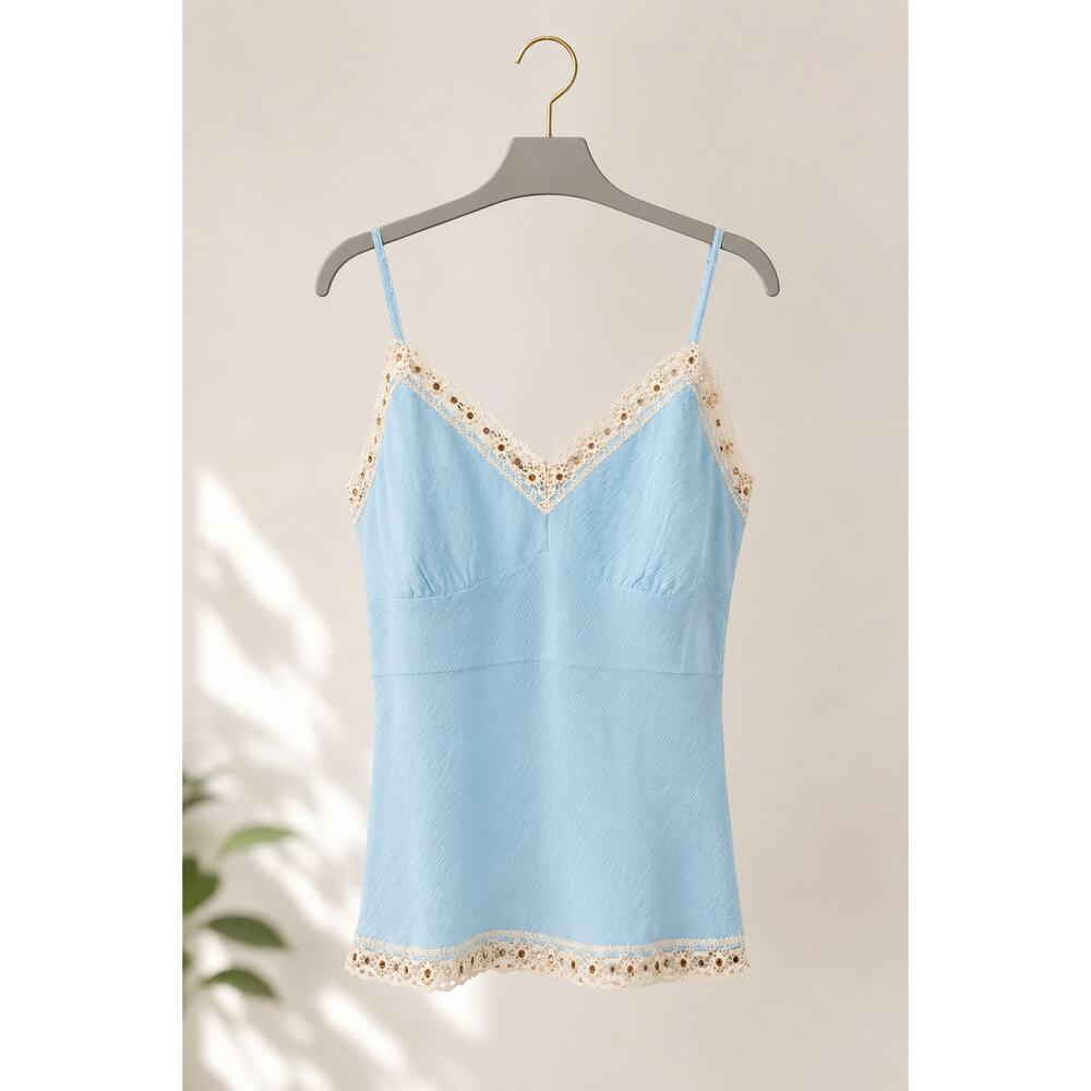 Gold Hawk Dream Blue 100% Silk Camisole M